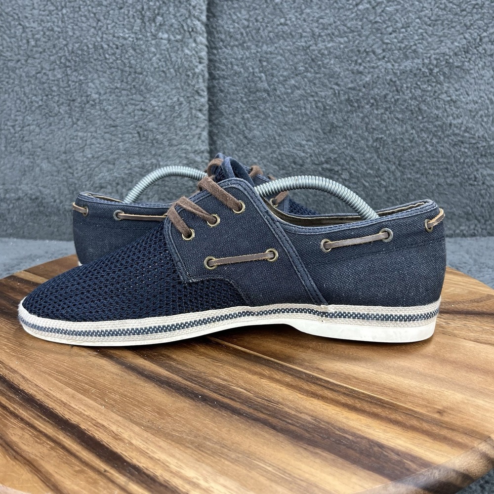Aldo Shoes Navy Blue Mesh Canvas Shoes Mens Size 10 Brown Laces Breathable - Picture 10 of 14